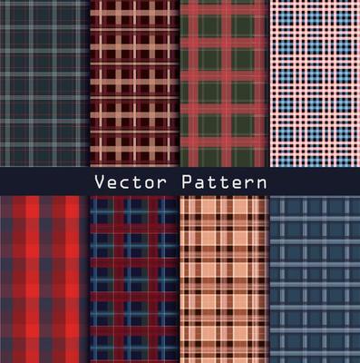 Vector Checkered Flannel Shirt Patterns. Trendy Hipster Style Backgrounds