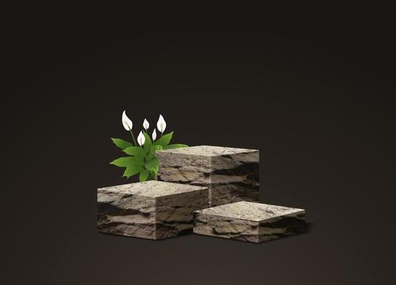 Vector stone podium for product presentation display design, Podium cosmetic and fashion ideas concept