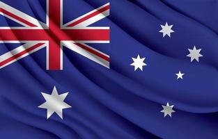australia national flag waving realistic vector illustration