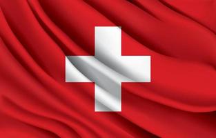 switzerland national flag waving realistic vector illustration