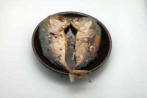 Fried short bodied mackerel fish or Platoo in Thai name  , Popular menu in THAI food photo