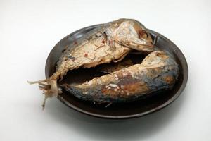 Fried short bodied mackerel fish or Platoo in Thai name  , Popular menu in THAI food photo