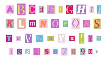 Clipping alphabet in y2k style vector