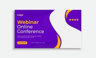 plantilla de banner web de conferencia de seminario web de negocios en línea creativa vector