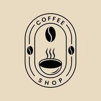 logotipo lineal de café, icono y símbolo, con diseño de ilustración de vector de emblema