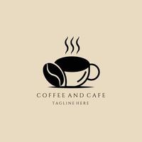 logotipo lineal de café, icono y símbolo, con diseño de ilustración de vector de emblema