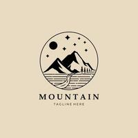 mountain line art logo, icon and symbol, with emblem vector illustration design