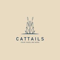 cattails line art logo, icon and symbol, with emblem vector illustration design