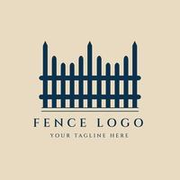 fence vintage logo, icon and symbol, with emblem vector illustration design
