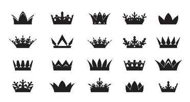 conjunto de vector rey coronas icono sobre fondo blanco. ilustración vectorial emblema y símbolos reales.