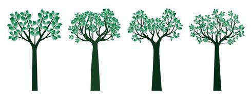 Set green Trees isolated. Vector Illustration.