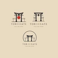 establecer el logotipo, icono y símbolo vintage de la puerta torii, con un diseño de ilustración vectorial emblema vector