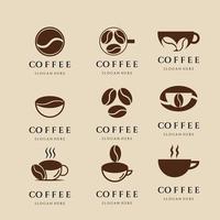 establecer café vintage logotipo, icono y símbolo, con diseño de ilustración de vector de emblema