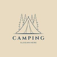 camping line art logo, icon and symbol, with emblem vector illustration design