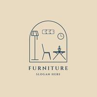 furniture line art logo, icon and symbol, with emblem vector illustration design