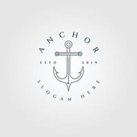 anchor line art logo, icon and symbol vector illustration design