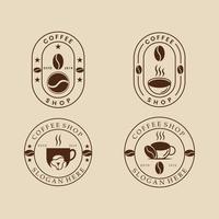 establecer café vintage logotipo, icono y símbolo, con diseño de ilustración de vector de emblema