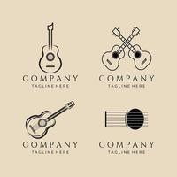 set guitar line art logo, icon and symbol, with emblem vector illustration design