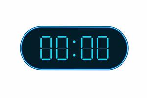 Vector flat illustration of a digital clock displaying 00.00 . Illustration of alarm with digital number design. Clock icon for hour, watch, alarm signs