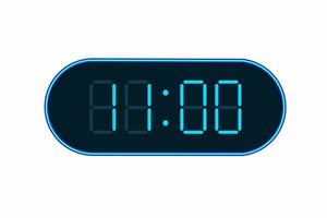 Vector flat illustration of a digital clock displaying 11.00 . Illustration of alarm with digital number design. Clock icon for hour, watch, alarm signs