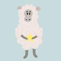 Cute little sheep with star. Nursery decoration room. Prints for baby room, baby shower,greeting card,kids and baby t-shirts and wear. Hand draw design vector