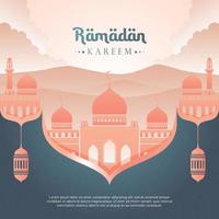 ilustración de vector de mezquita de plantilla de alimentación de ramadan kareem