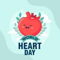 Soft blue colour background of World Heart day illustration in flat design. Vector eps 10