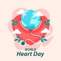 Pink colour background of World Heart day illustration in flat design. Vector eps 10