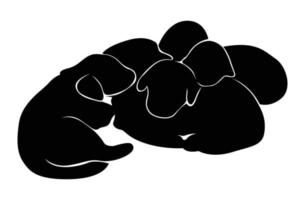 silhouettes of dogs playing together vector