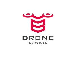 letra b icono de vector de plantilla de logotipo de drone. vector de drones de fotografía. icono de vector de helicóptero cuádruple