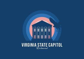 Virginia State Capitol building logotype. World greatest architecture illustration. Modern moonlight symbol vector. Eps 10 vector