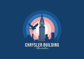 Famous US building logotype. World greatest architecture illustration. Modern moonlight symbol vector. Eps 10