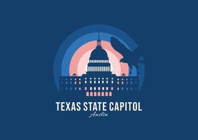 logotipo del edificio del capitolio del estado de texas. la ilustración de arquitectura más grande del mundo. vector de símbolo de luz de luna moderna. eps 10