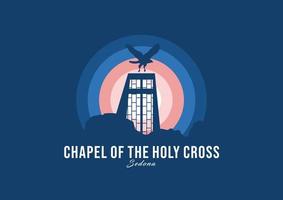 Logotipo del edificio de la capilla de la santa cruz. la mejor ilustración de arquitectura del mundo. vector de símbolo de luz de luna moderna. eps 10