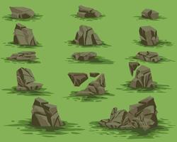 ilustración de elemento de piedra sobre hierba para cómic, afiche, fondo, ropa, activos de juego. pasos vectoriales 10 vector