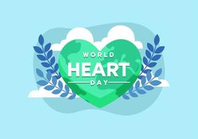 Soft blue colour background of World Heart day illustration in flat design. Vector eps 10