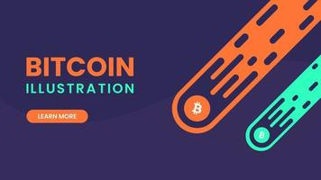 Meteor Bitcoin Flat Design Illustration vector