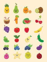 Cute fruit cartoon set collection vector