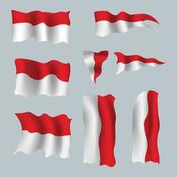Ilustración de vector de bandera de onda indonesia realista