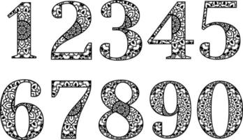 Numbers Mandala Pattern Print vector