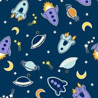 Spaceships seamless repeat pattern design vector