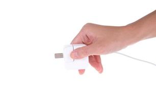 woman holding Electrical adapter photo