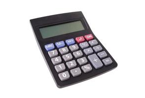 calculadora sobre un fondo blanco foto