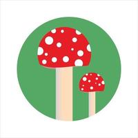 Red fungi, poisonous fungi on green background vector