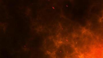 Fire particle ember with hot cloud smoke motion graphic background video