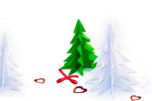 origami christmas tree isolated on white background photo