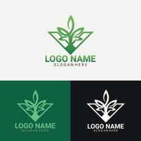 V Letter Plant Tree Logo Design vector