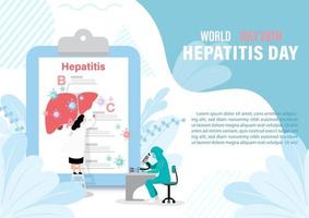 Concept of hepatitis A, B, C, D,. World hepatitis day poster's campaign in flat style and vector design.