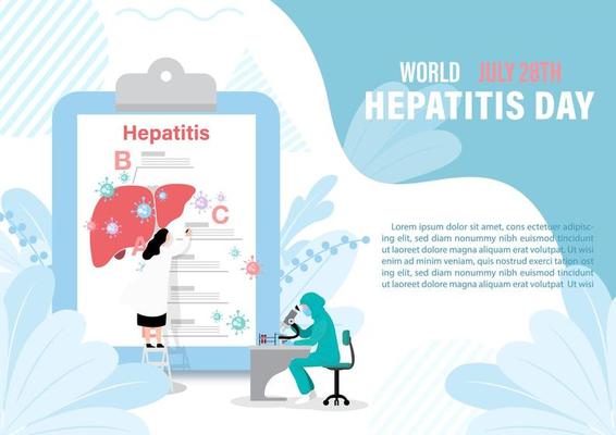 Concept of hepatitis A, B, C, D,. World hepatitis day poster's campaign in flat style and vector design.
