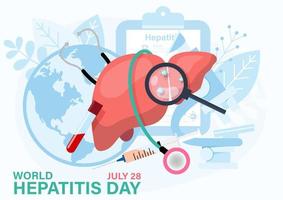 Concept of hepatitis A, B, C, D,. World hepatitis day poster's campaign in flat style and vector design.